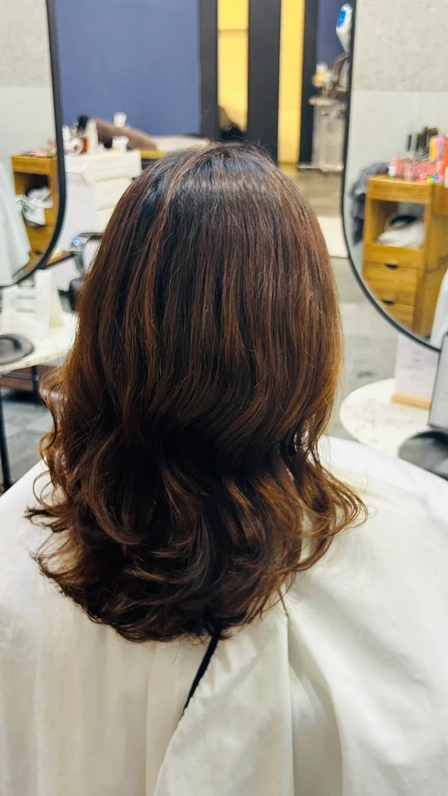 Front view of the finished layered build perm