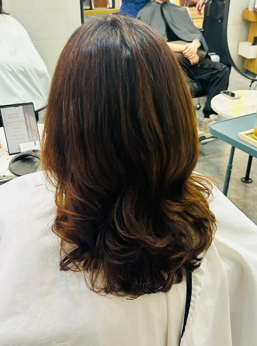Back view of the build perm showing the C-curl and S-curl line