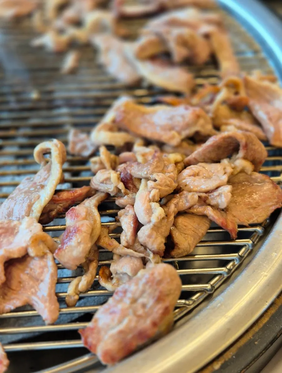 Plain grilled duck cooking on the grill