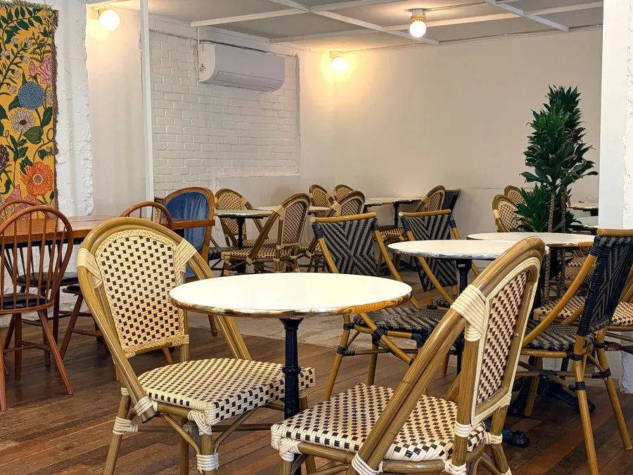Exterior of the large bakery café occupying the whole building