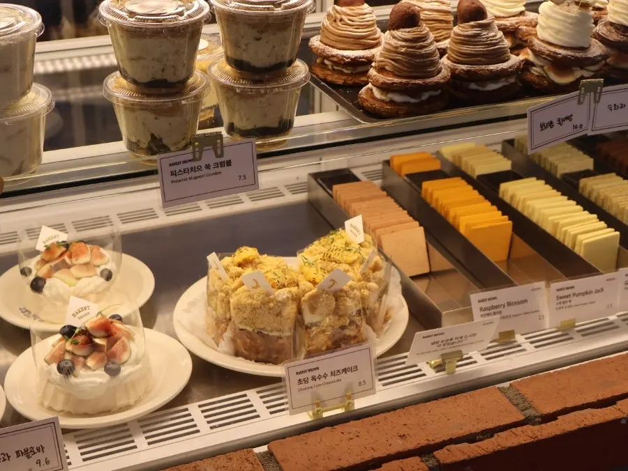 Interior view of the large Gangnam Station bakery café