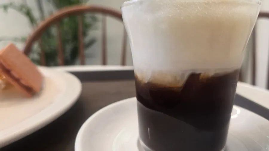 Salted cream latte with espresso and salted cream separated