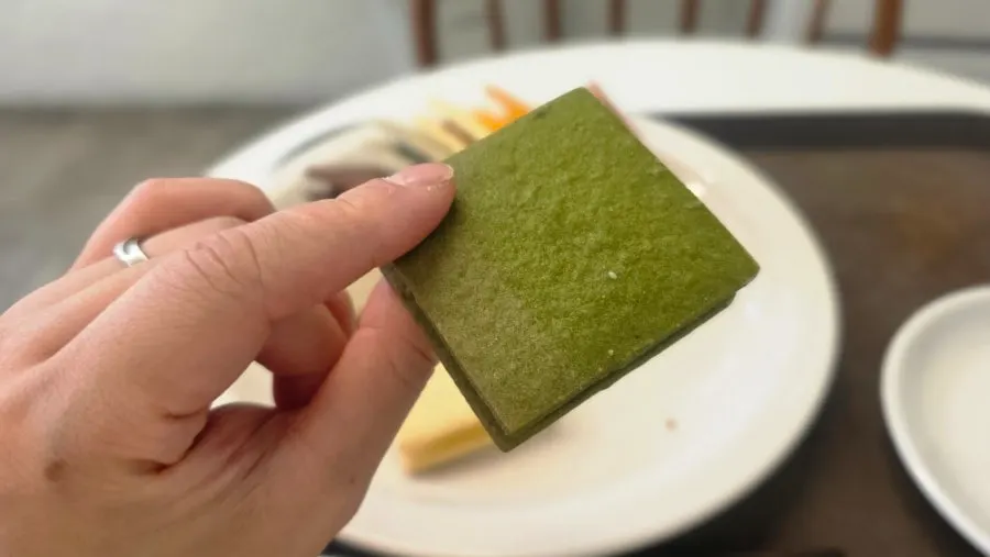 Cross-section of colorful assorted Gangnam Sand cookies