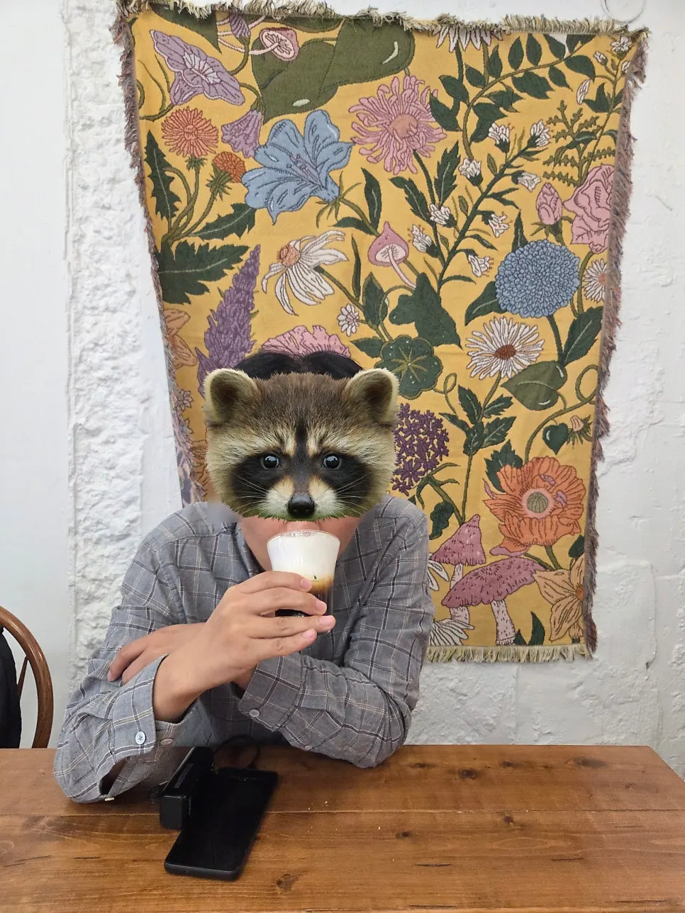 Drinking the salted cream coffee