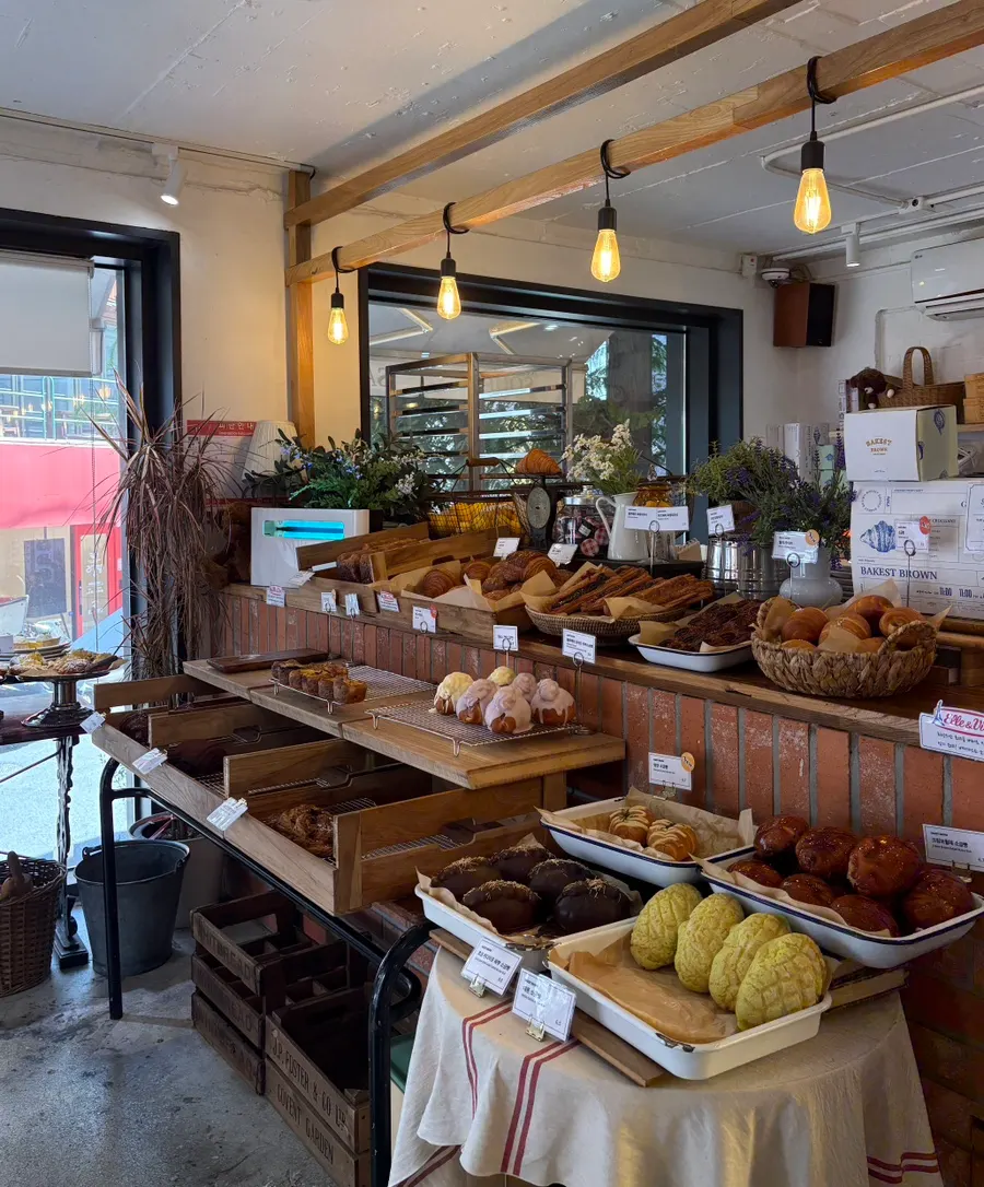 Bread display by the entrance