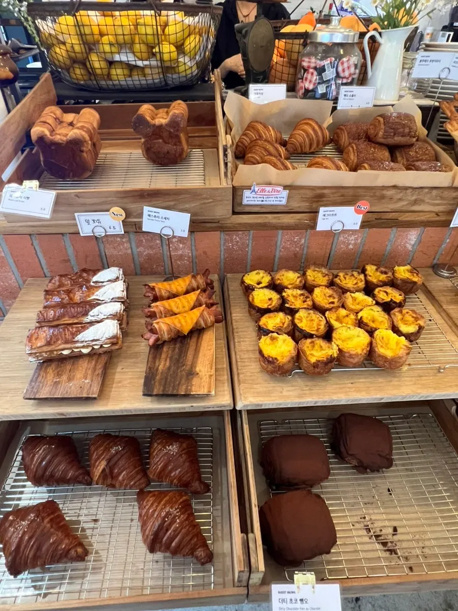 Assorted breads and desserts on display at Bakerist Brown