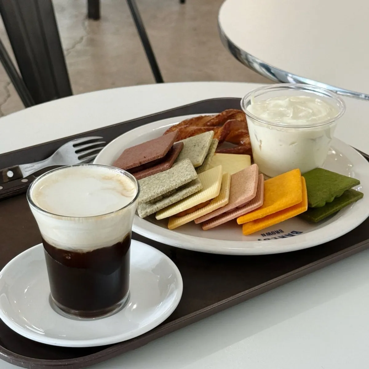 Gangnam Sand set, banana pudding, and salt cream coffee laid out together