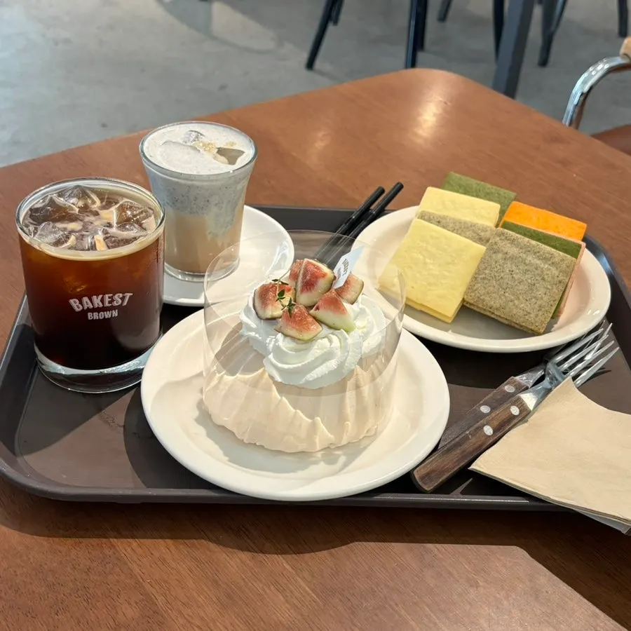 Dessert shot set against the photo exhibition space