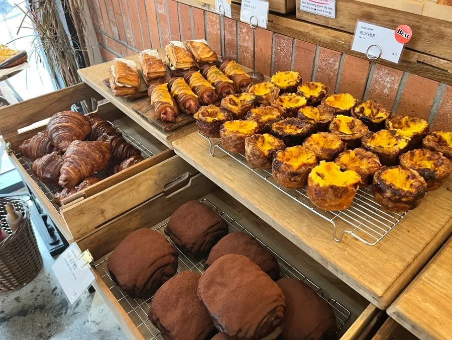 Bakery counter with freshly baked bread