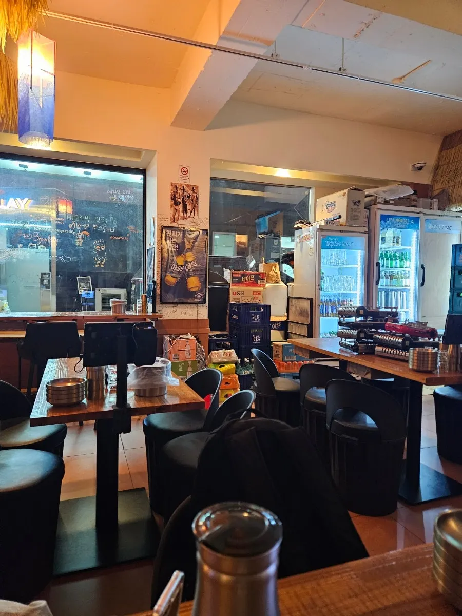 Interior of Bako Jumak, styled like a Korean jumak eatery