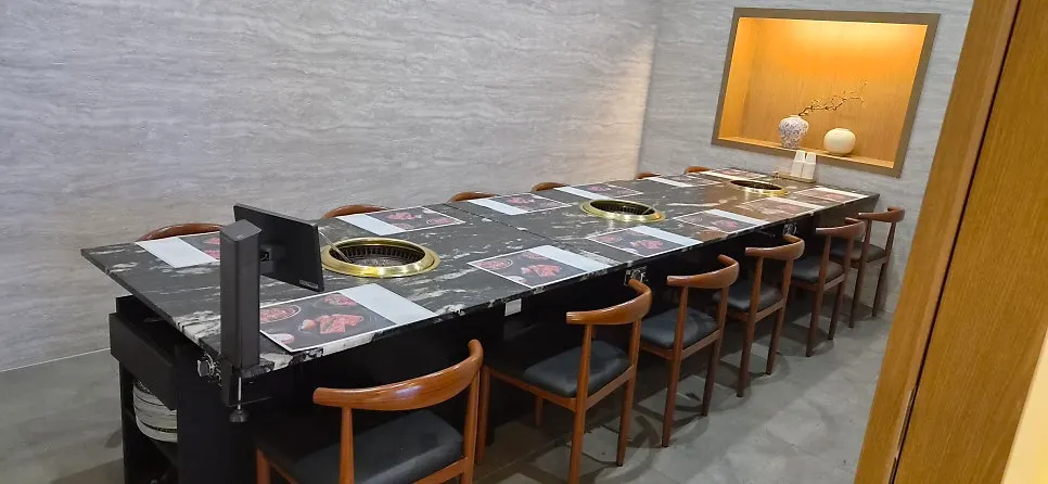 Interior of the wide, comfortable BBQ hall