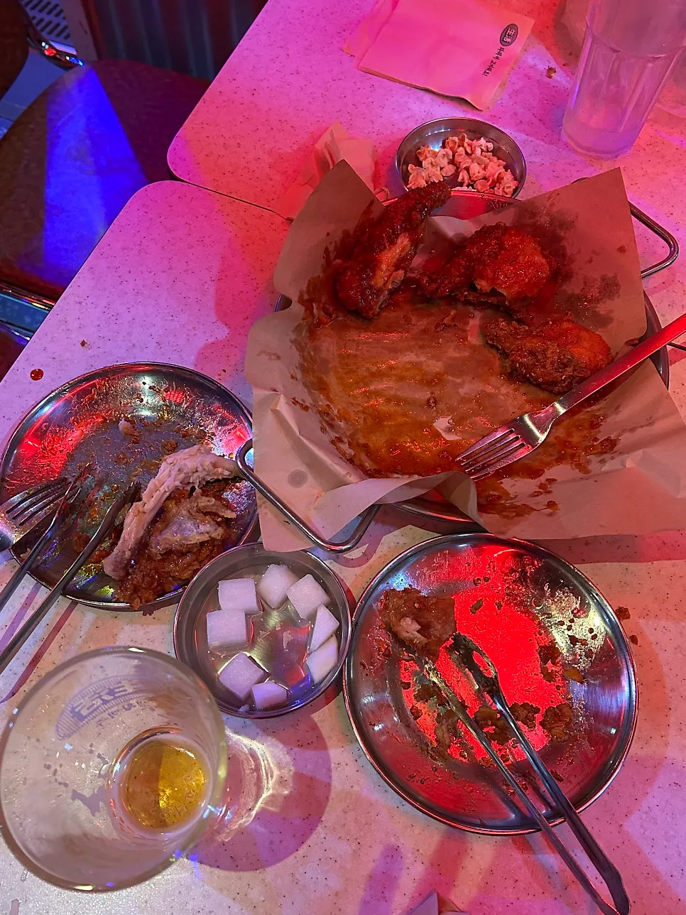 Plate left after the chicken feast
