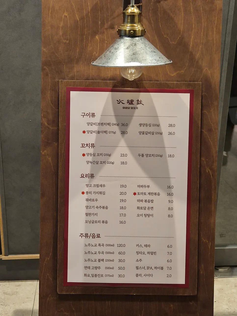 Tablet menu ordering screen