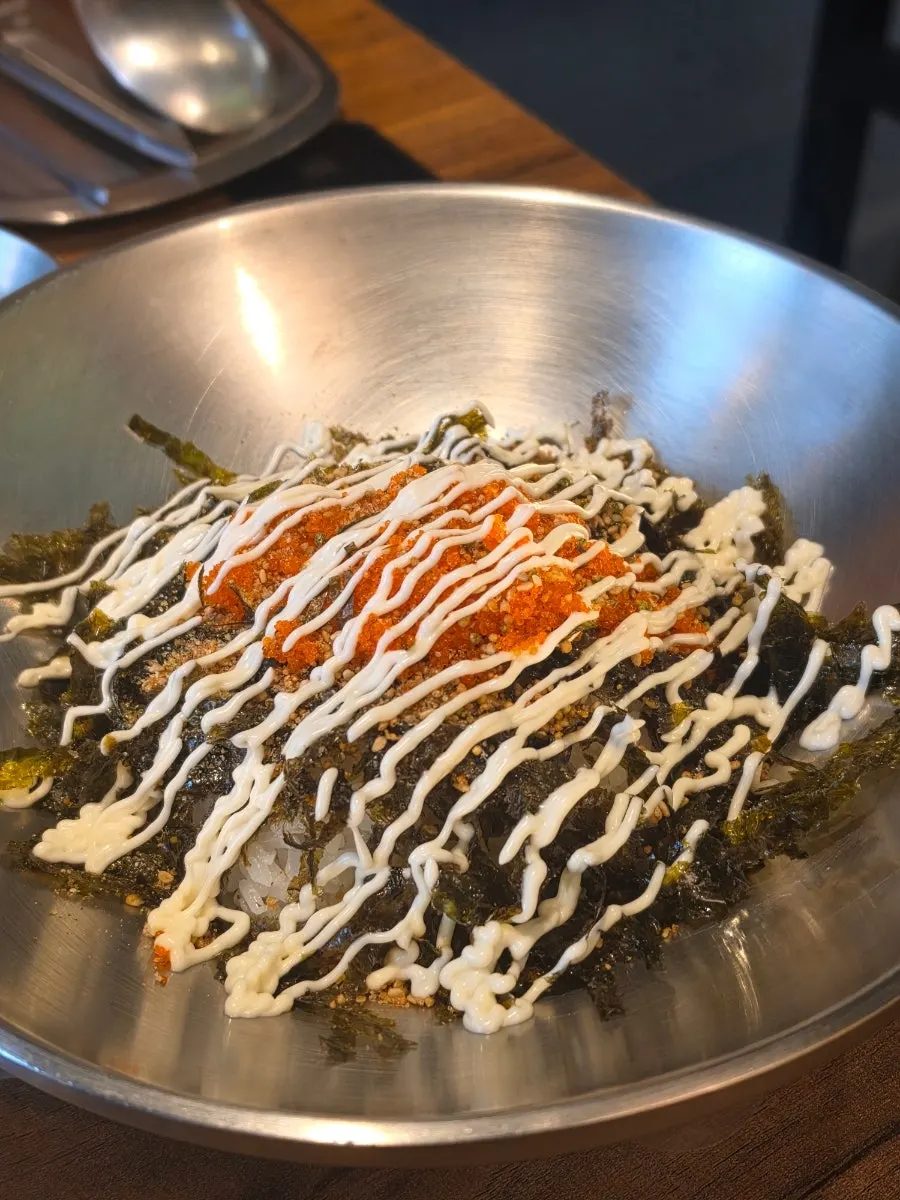 Flying-fish-roe rice balls on the side