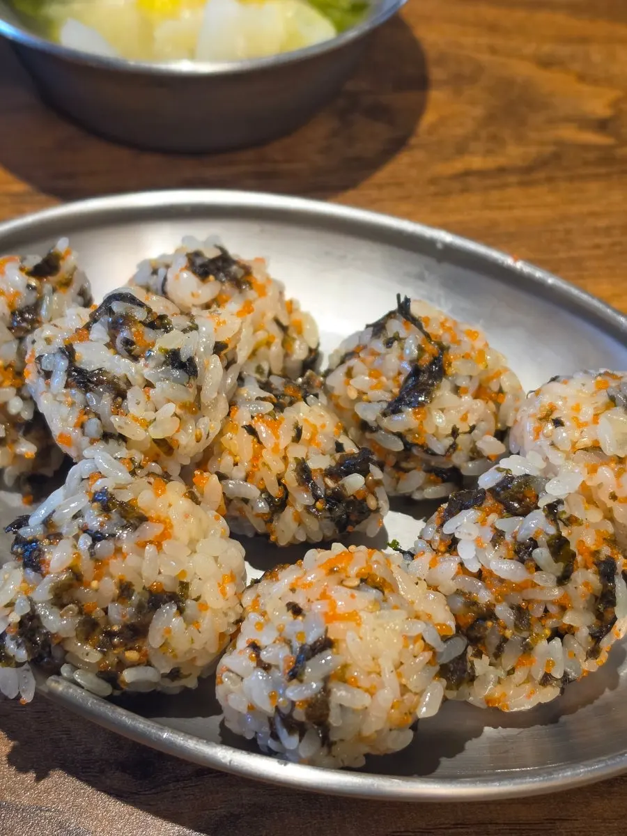 Hand-mixed flying-fish-roe rice balls