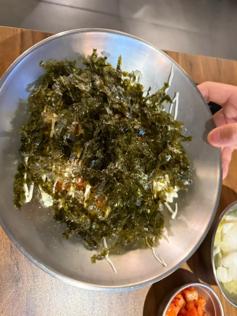 Uncooked nakgopsae table setting