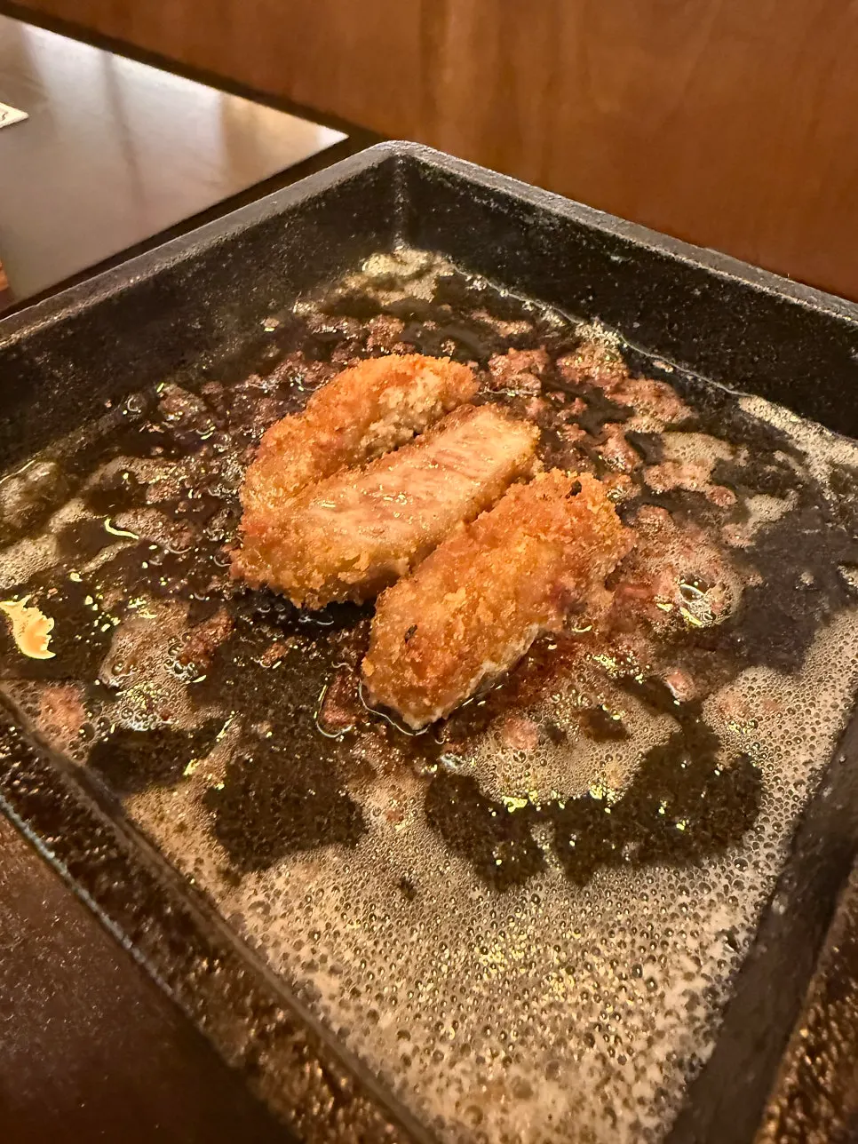 Adjusting the doneness of the gyukatsu while grilling