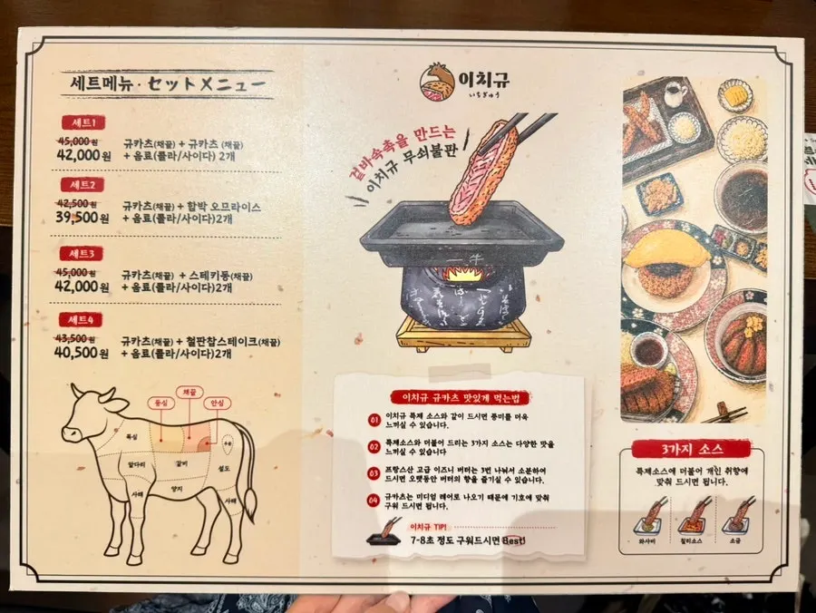이치규 사이드메뉴와 주류 메뉴판