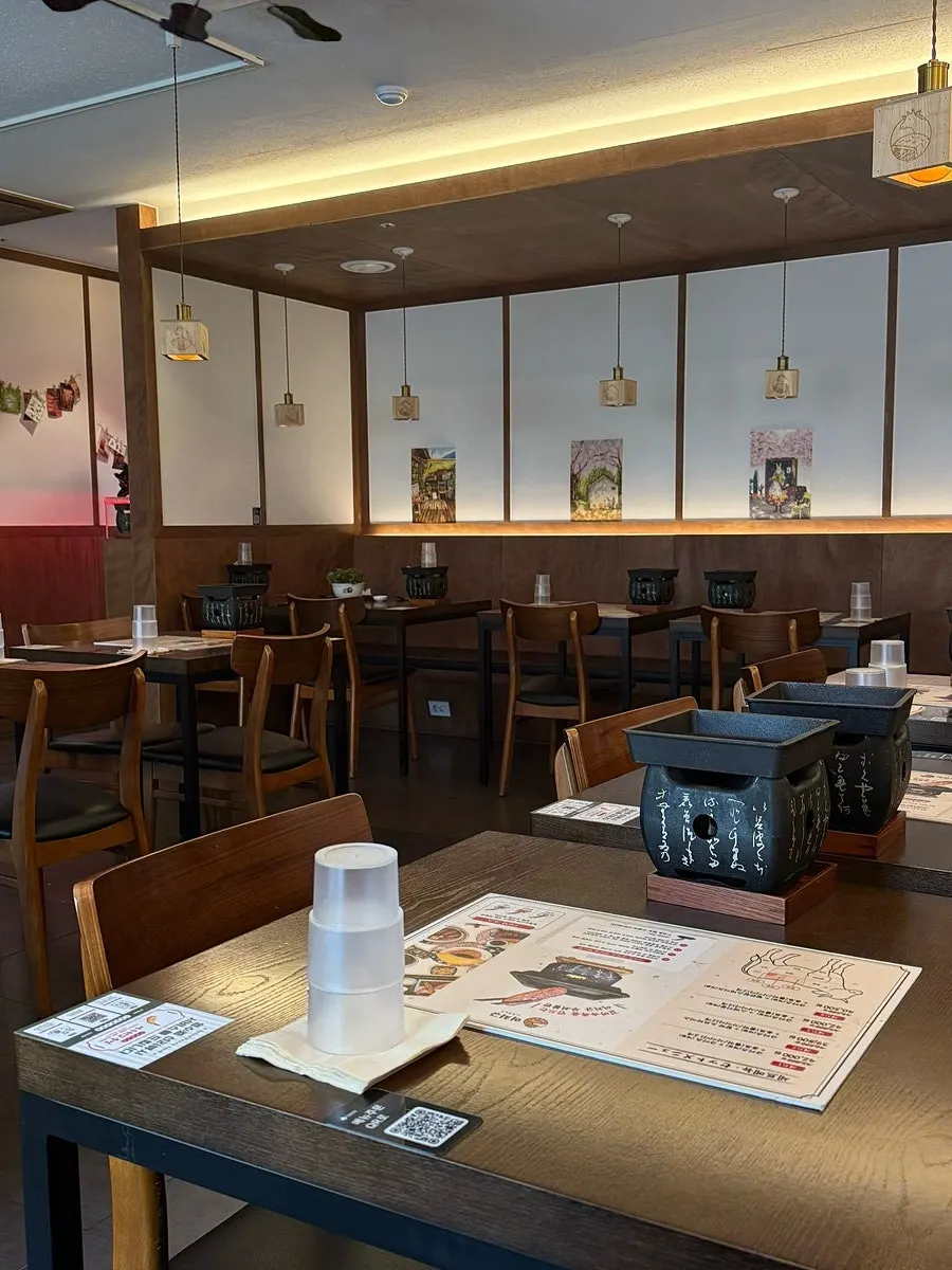 Warmly lit interior of the Japanese restaurant