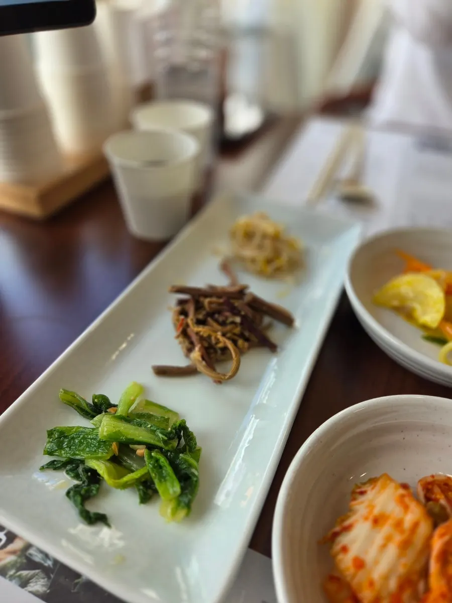 Two-person Korean set meal filling the table