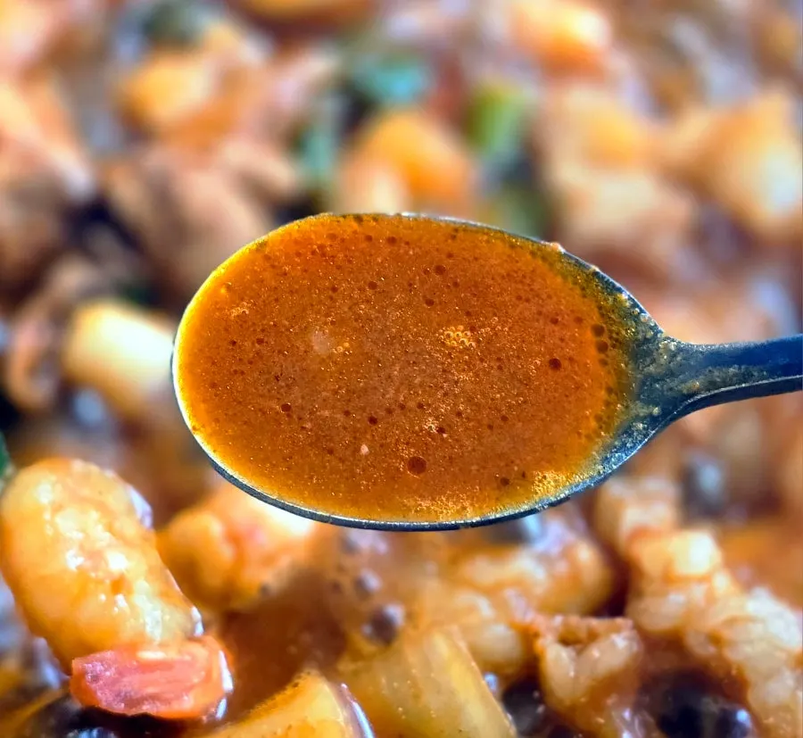 Nakgopsae pot with the sauce reduced down