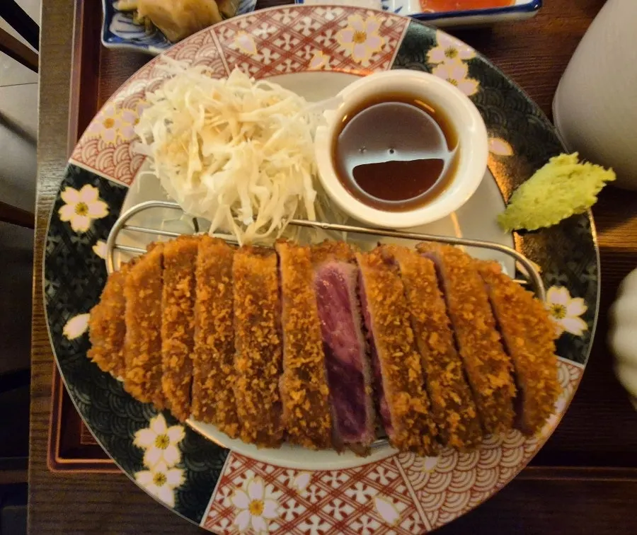 Sirloin gyukatsu set table setting at Ichigyu Balsan Station Branch