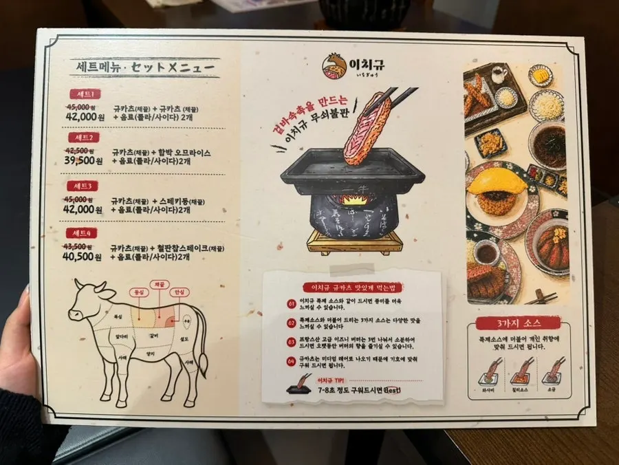 Menu board with detailed dish descriptions