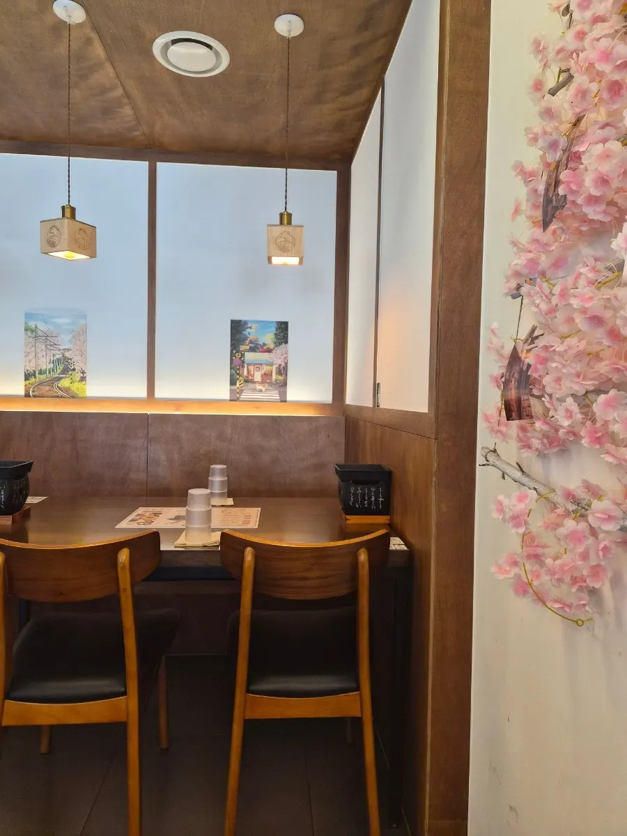 Seating area with a customer dining