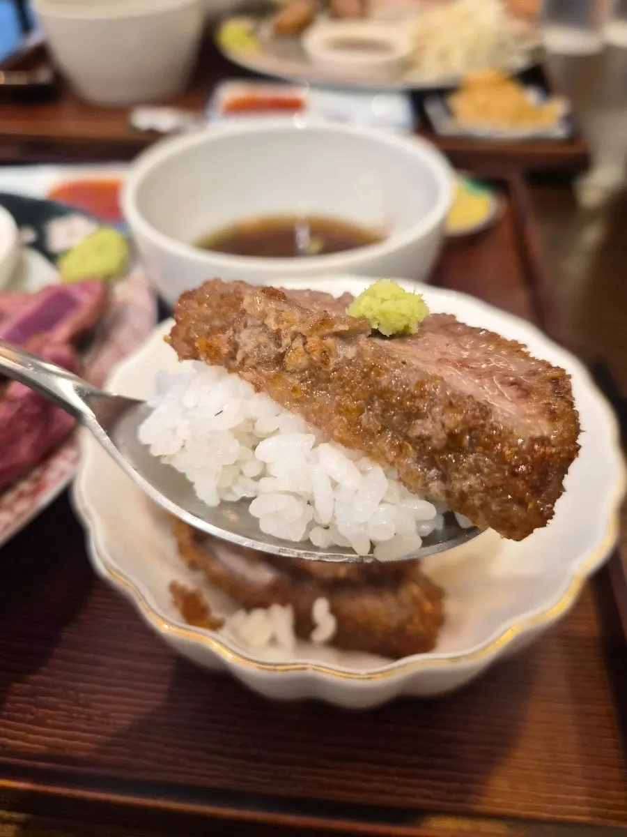 Gyukatsu browned golden on the outside
