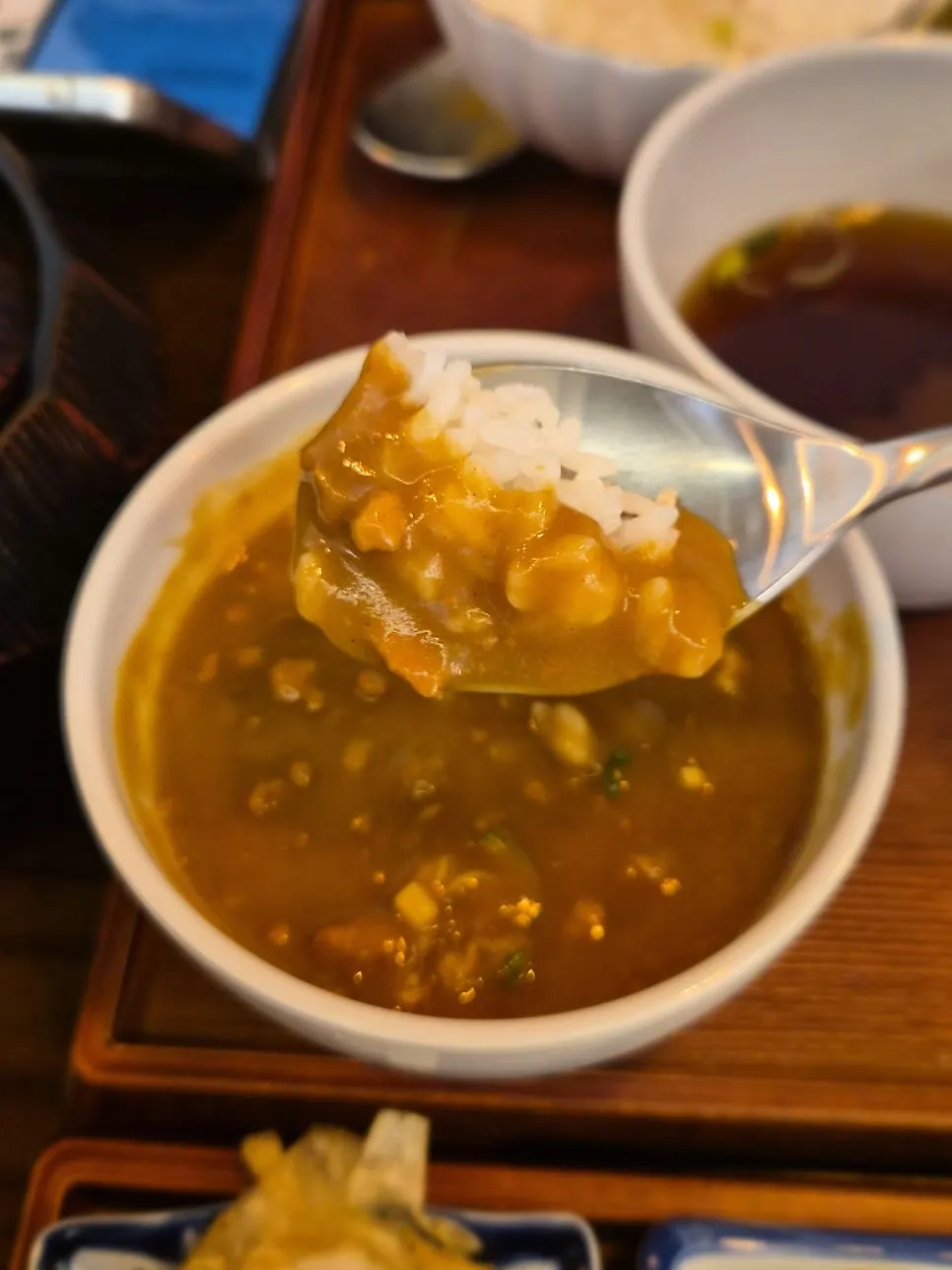 Gyukatsu dipped into mini curry