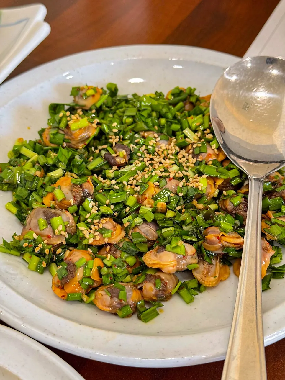 Bowl of soy-marinated cockle bibim