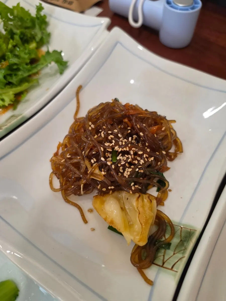 Jeyuk bokkeum and japchae side dishes