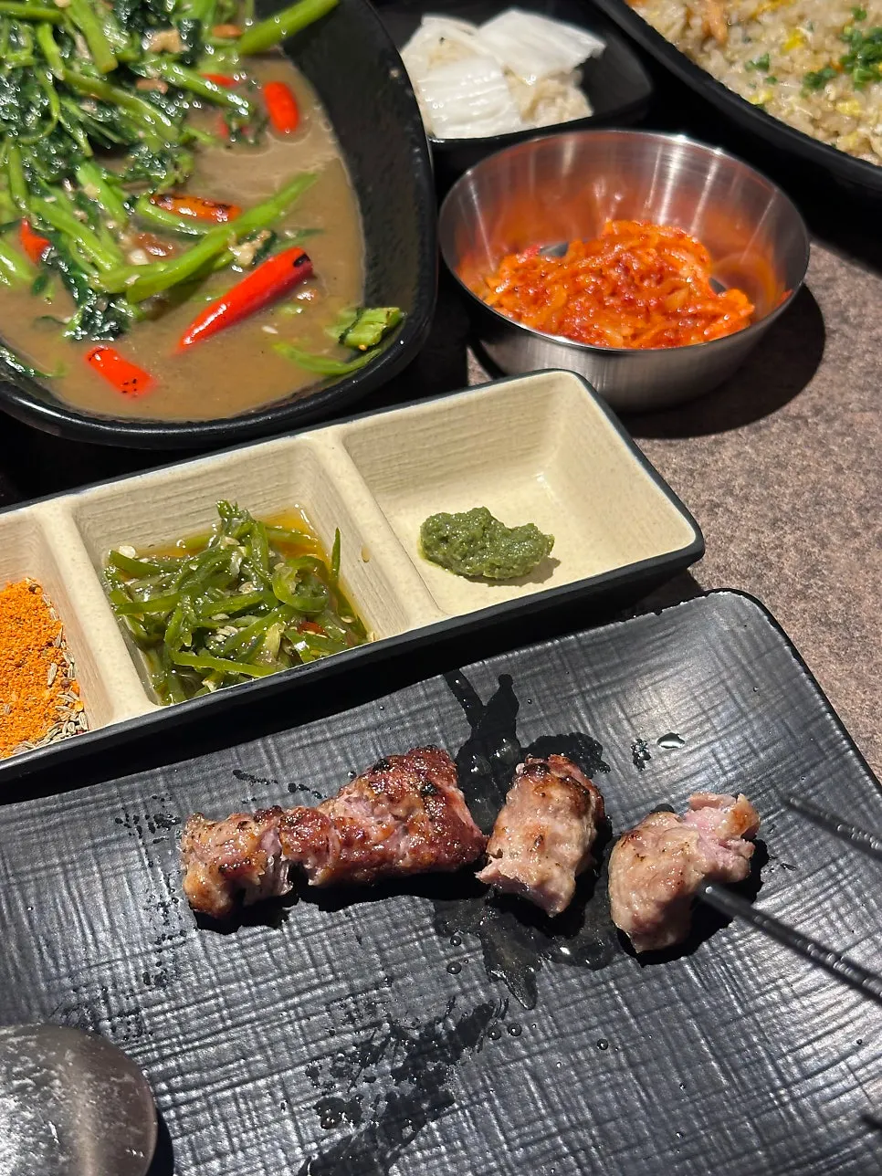 Rich lamb rib-meat skewers