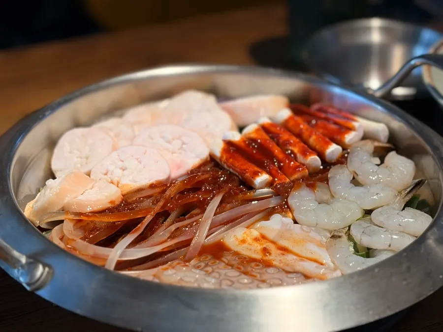 한우대창이 들어간 낙곱새 클로즈업