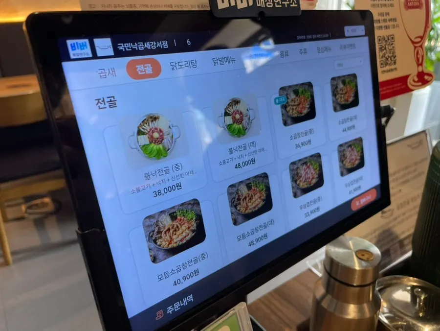 Restaurant menu selection