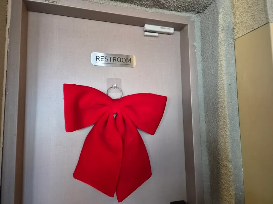 The restroom entrance inside the store