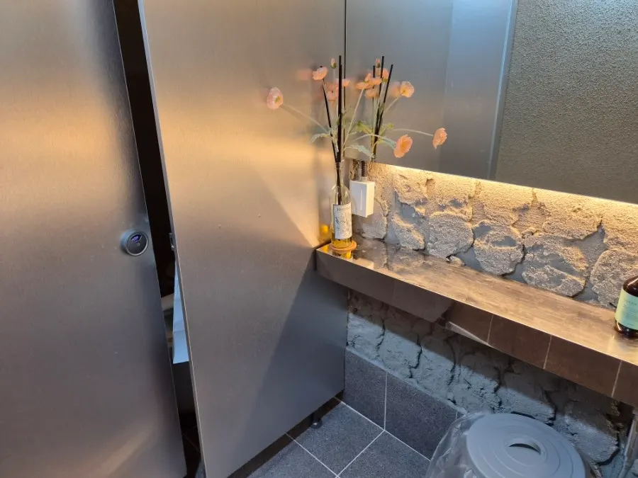 The clean interior of the restroom