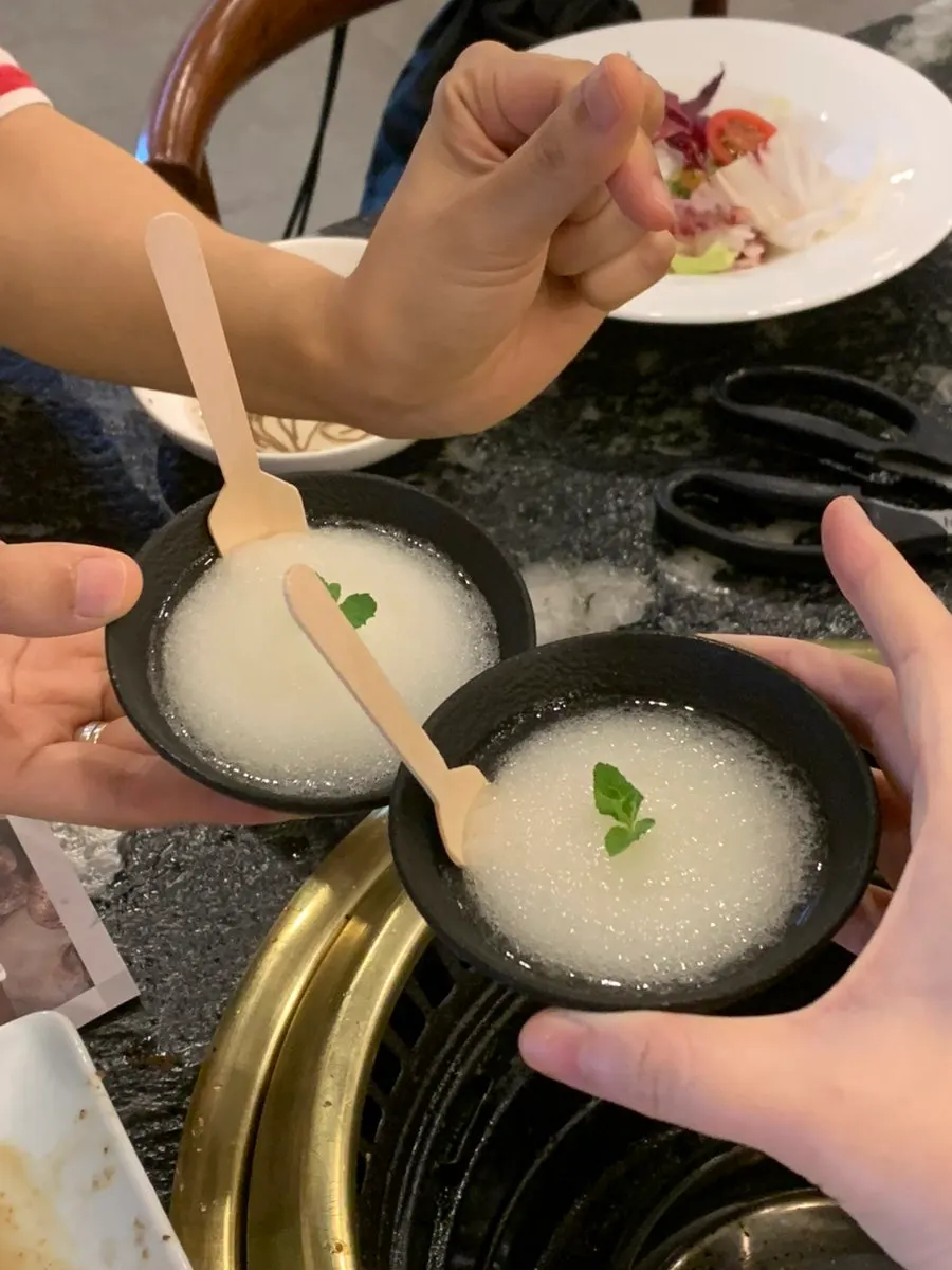 Pear sherbet served as dessert