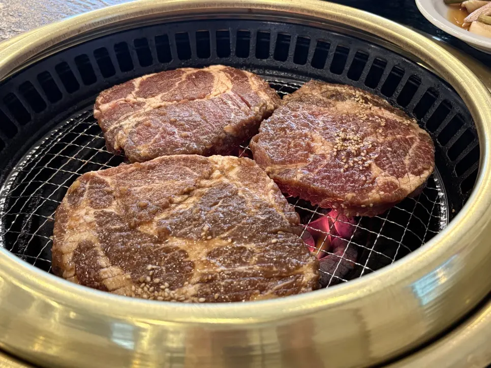 Marinated pork ribs grilling with sauce soaked in