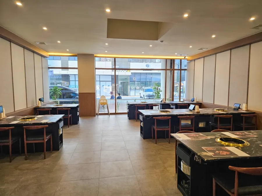 Wide table area with high ceilings