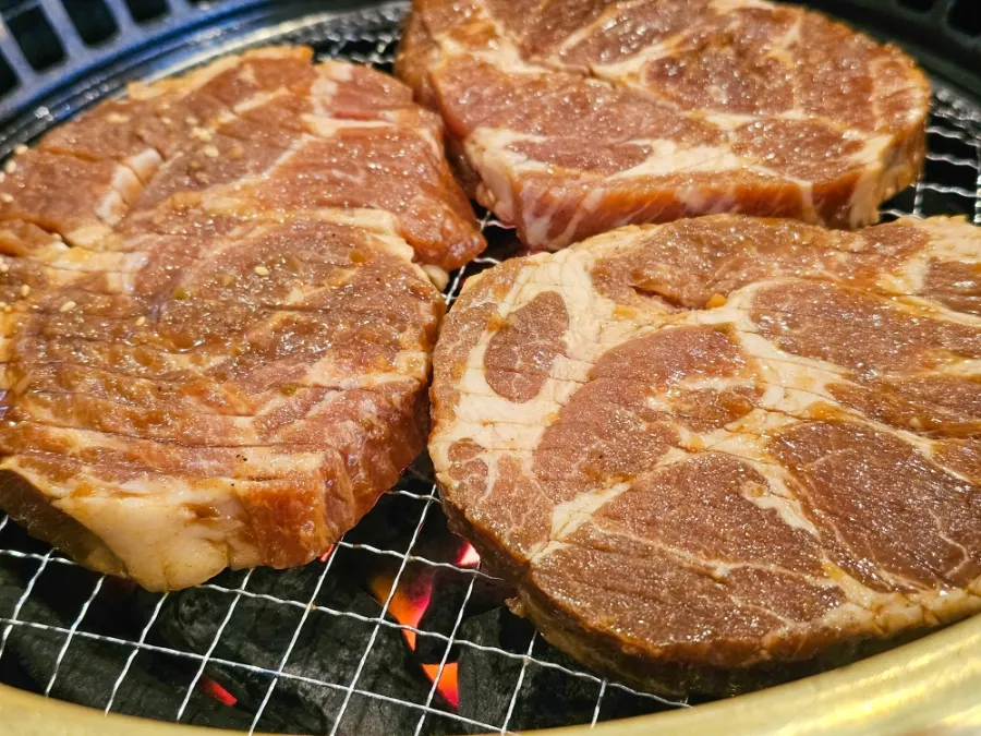 Thick marinated grilled pork