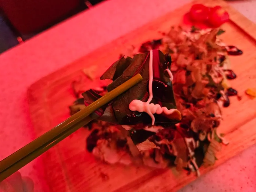 Takoyaki arranged for easy eating