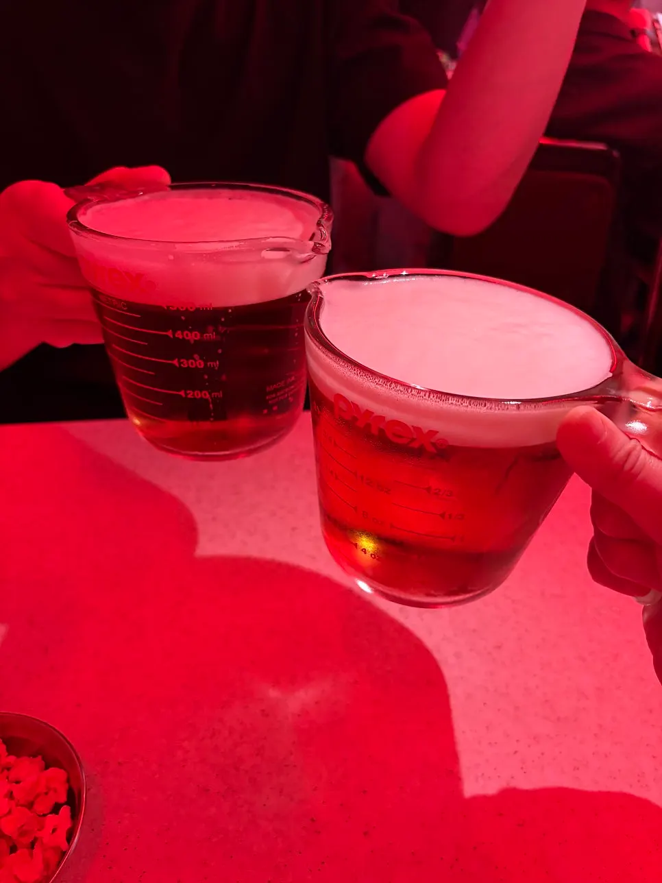 A draft beer topped with cream foam