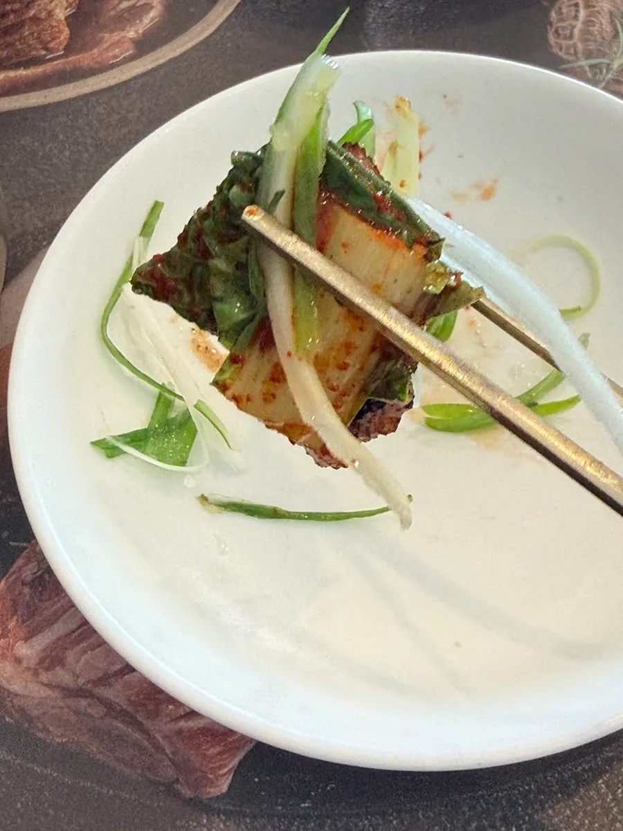 Pork rib placed on a lettuce leaf