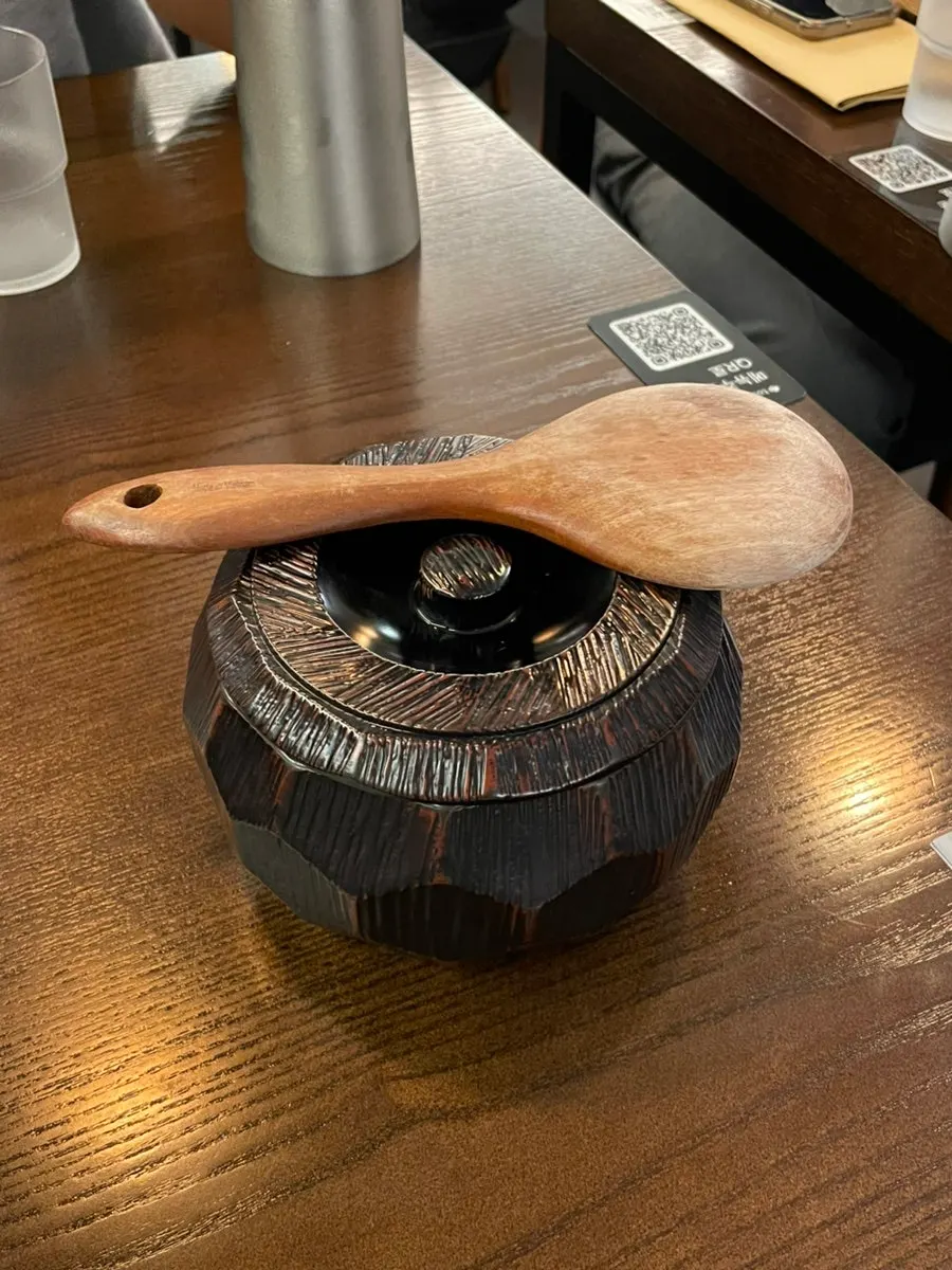 Lit tabletop burner at Ichigyu