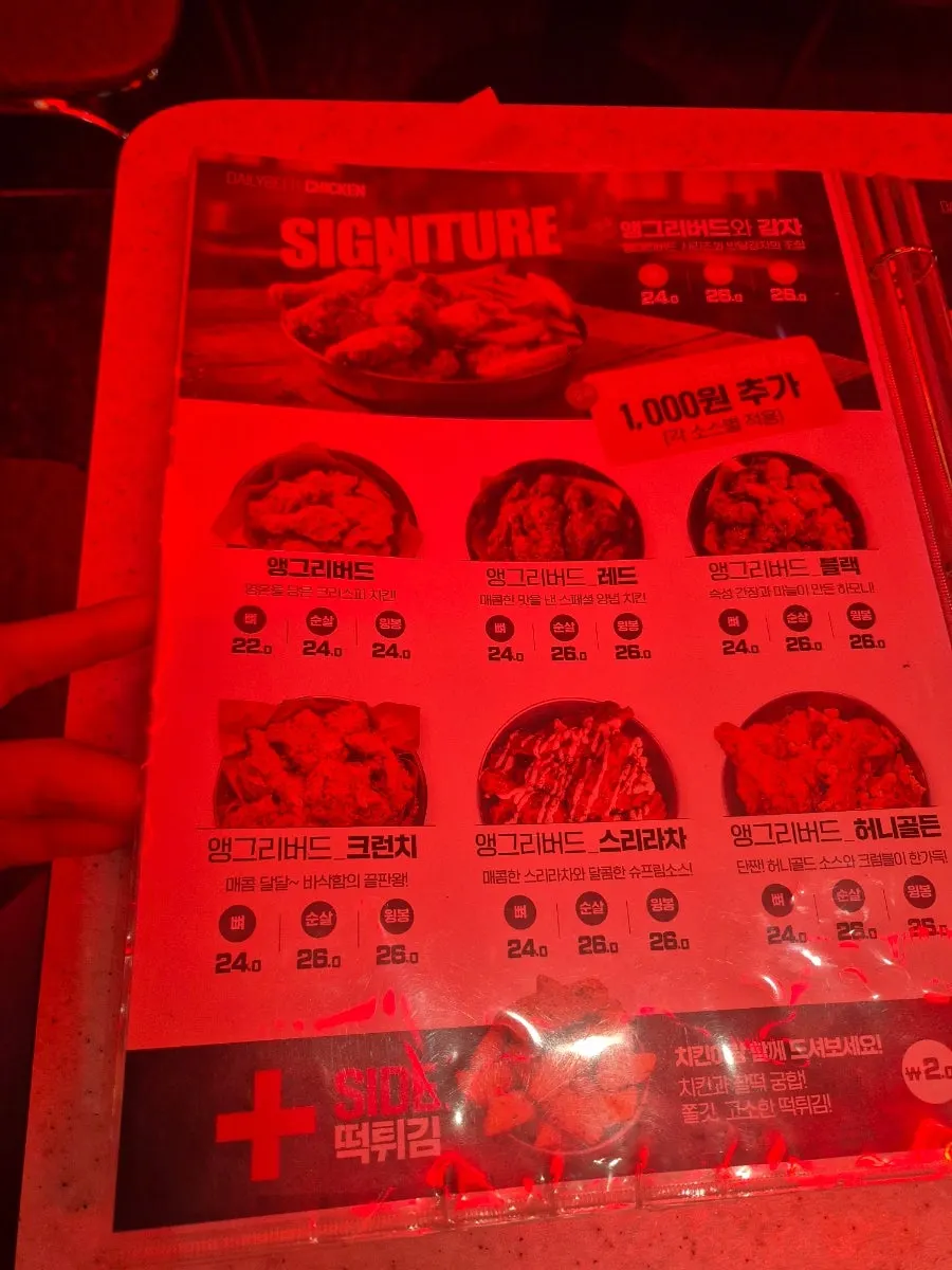 Dry snack menu page