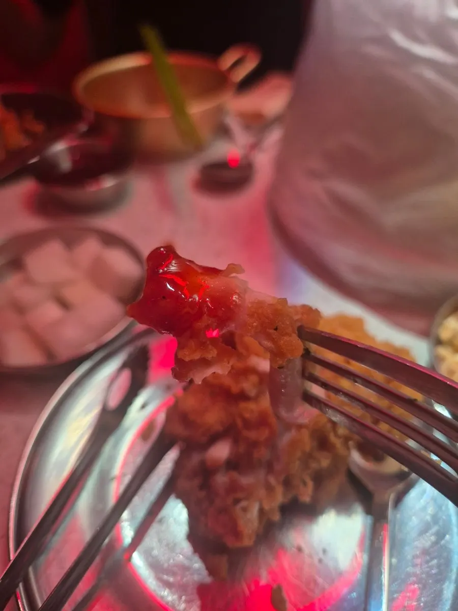 Close-up of the fried chicken