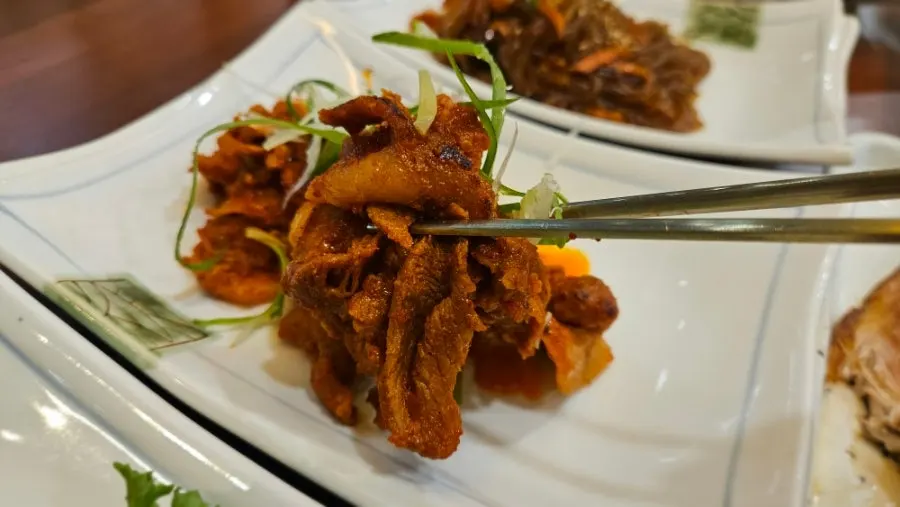 Beef jeon served together with other side dishes
