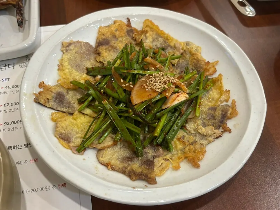 Plate of beef jeon chosen as the side dish