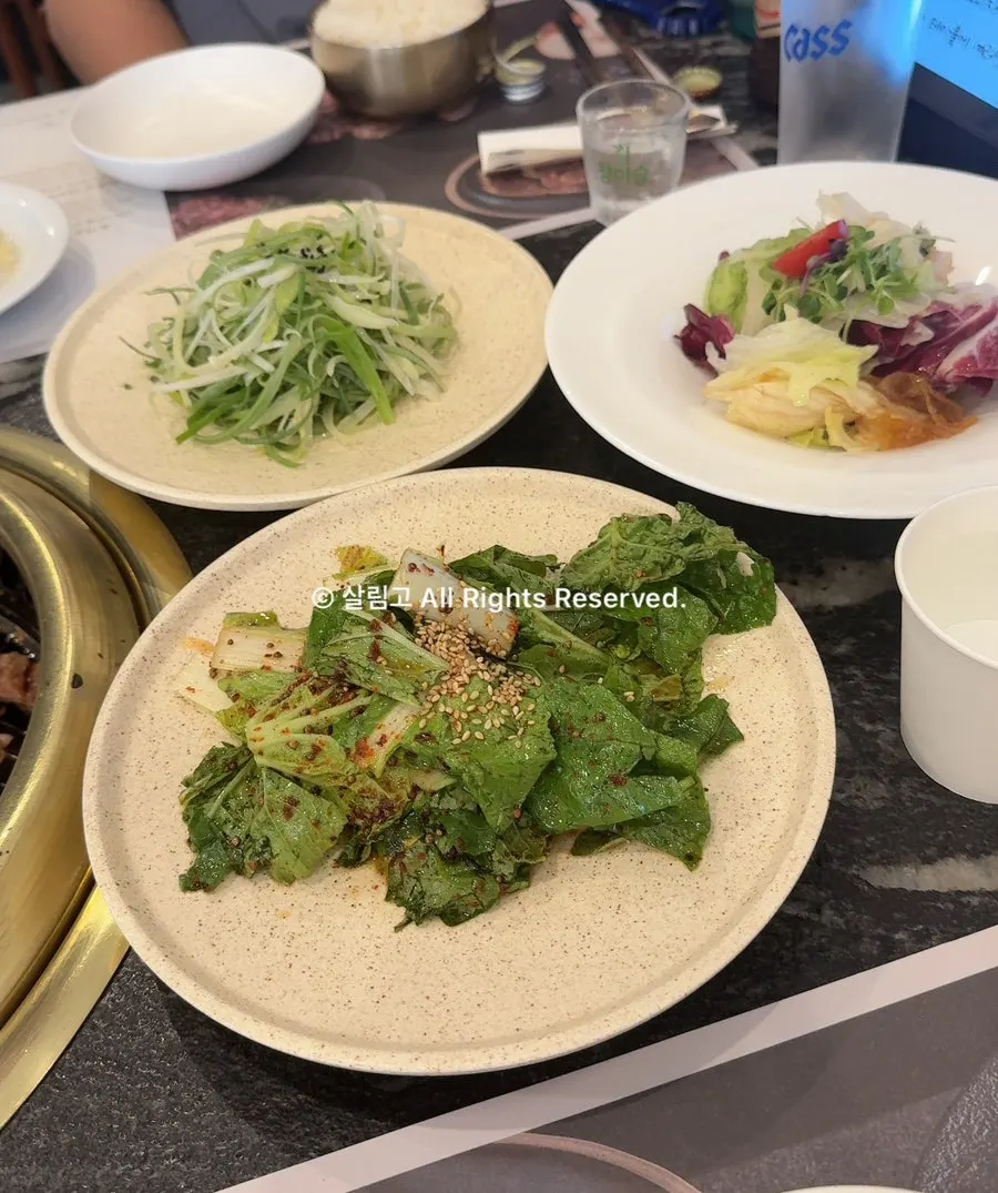 Spicy fresh kimchi salad and scallion salad side dishes